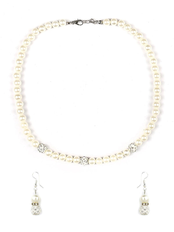 Women's Silver Plated Pearls Jewellery Set with Bracelet - Priyaasi - Indiakreations