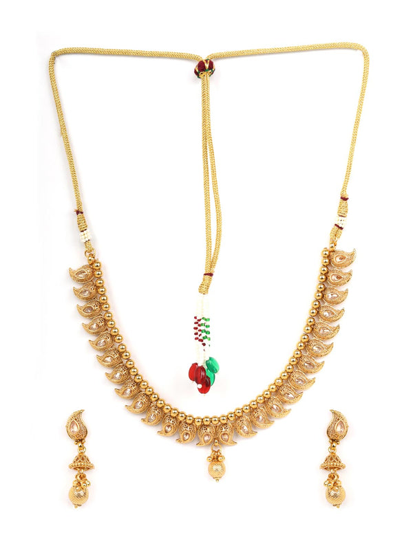 Women's Kundan Beads Gold Plated Jewellery Set - Priyaasi