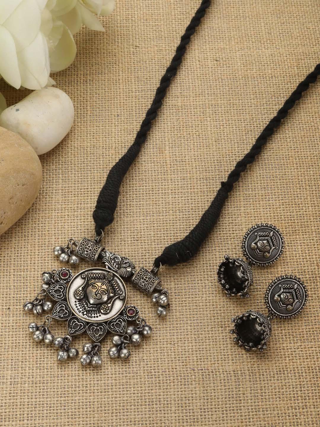 Women's Ghungroo Silver Plated Temple Jewellery Set - Priyaasi - Indiakreations