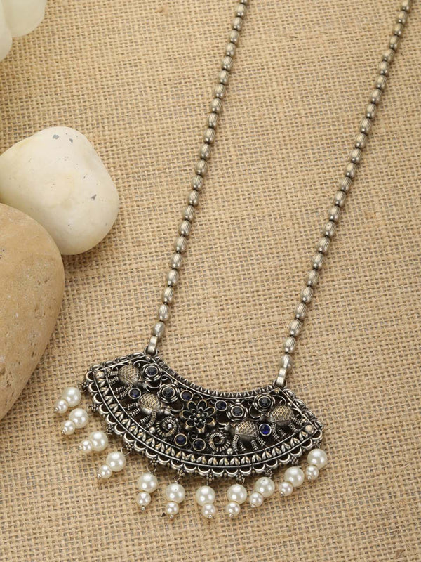 Women's Beads Stones Silver Plated Necklace - Priyaasi