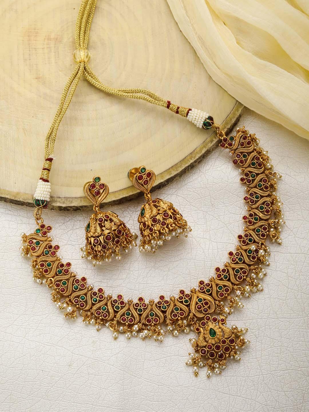 Women's Beads Stones Gold Plated Jewellery Set - Priyaasi - Indiakreations