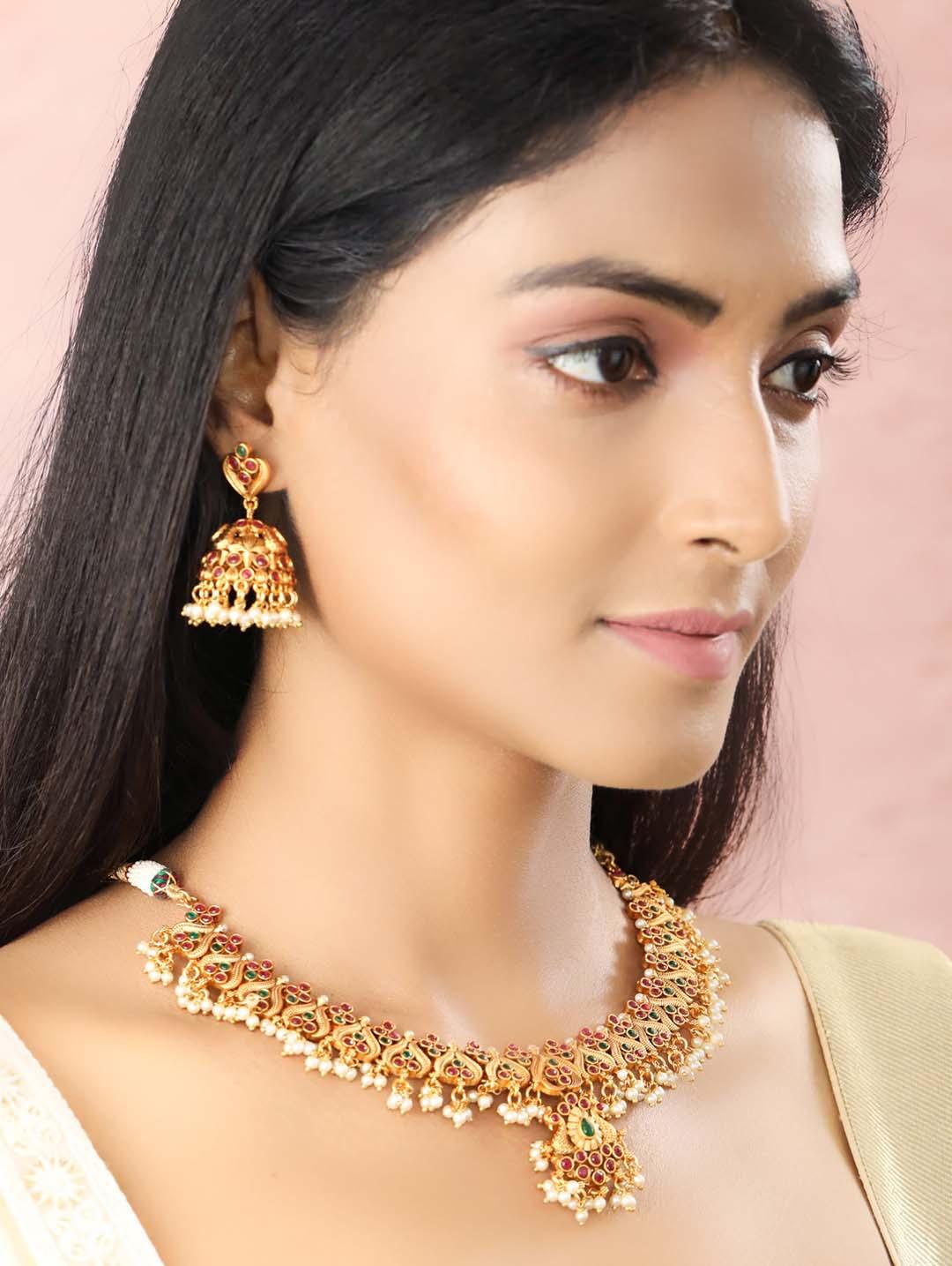 Women's Beads Stones Gold Plated Jewellery Set - Priyaasi - Indiakreations