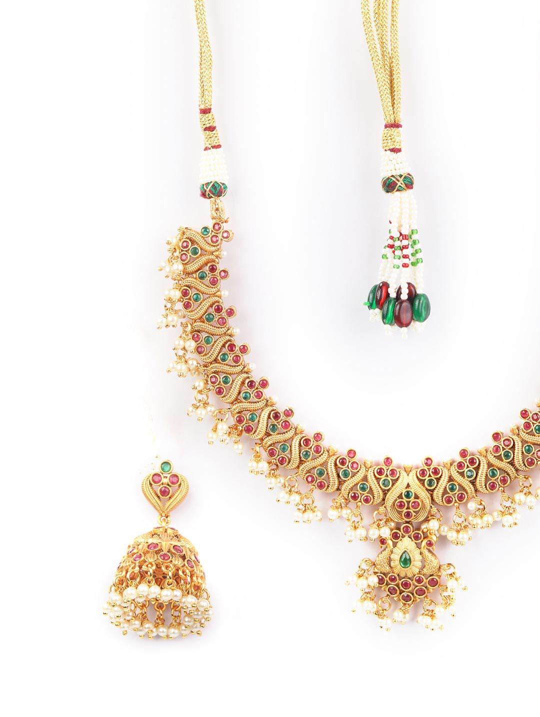 Women's Beads Stones Gold Plated Jewellery Set - Priyaasi - Indiakreations