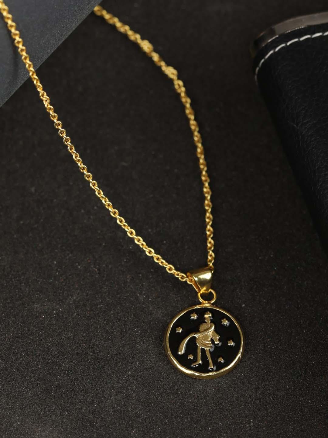 Women's Acquarius Zodiac Sign Black Gold Plated Necklace - Priyaasi - Indiakreations