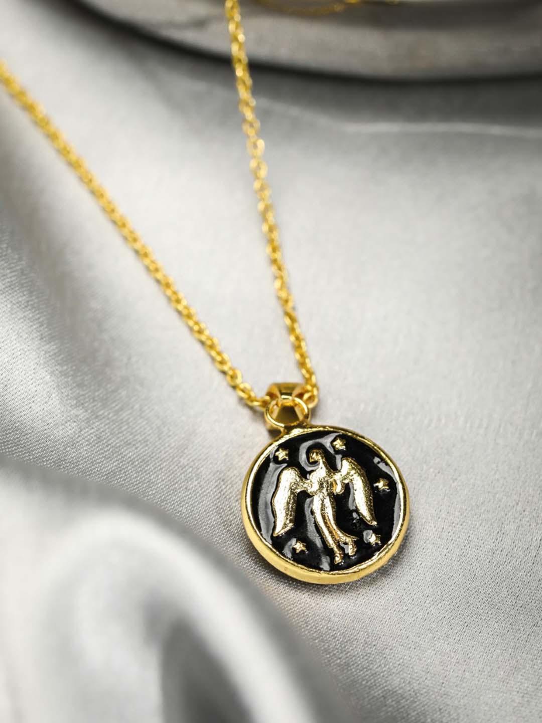 Women's Virgo Zodiac Sign Black Gold Plated Necklace - Priyaasi - Indiakreations