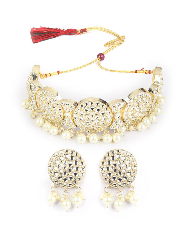 Women's Kundan Pearls Gold Plated Choker Set - Priyaasi - Indiakreations