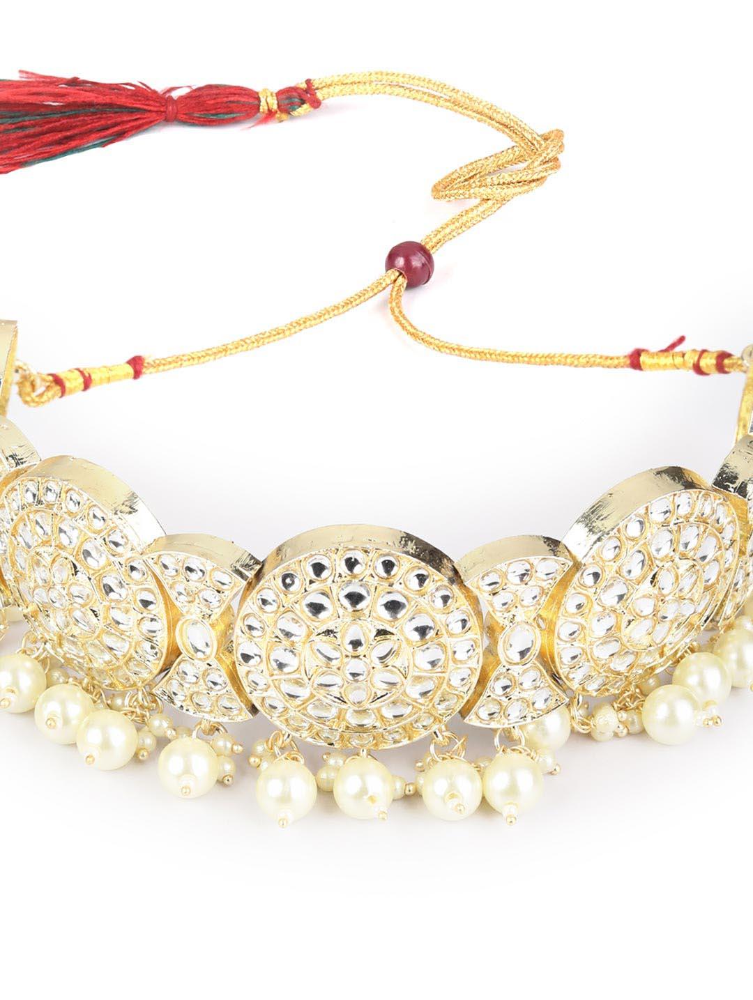 Women's Kundan Pearls Gold Plated Choker Set - Priyaasi - Indiakreations