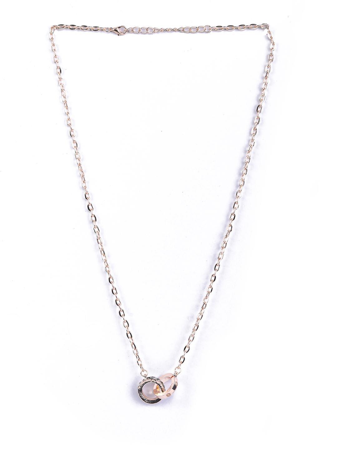 Women's Stones Studded Rose Gold Plated Pendant - Priyaasi - Indiakreations