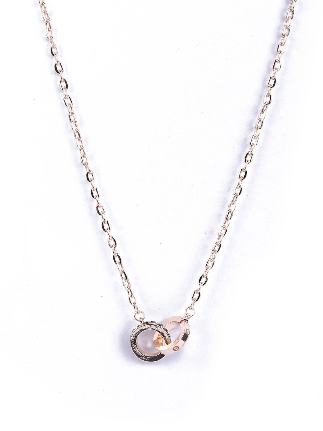 Women's Stones Studded Rose Gold Plated Pendant - Priyaasi - Indiakreations