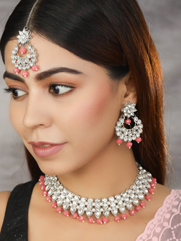 Women's Orange Silver-Plated Jewellery Sets - Priyaasi