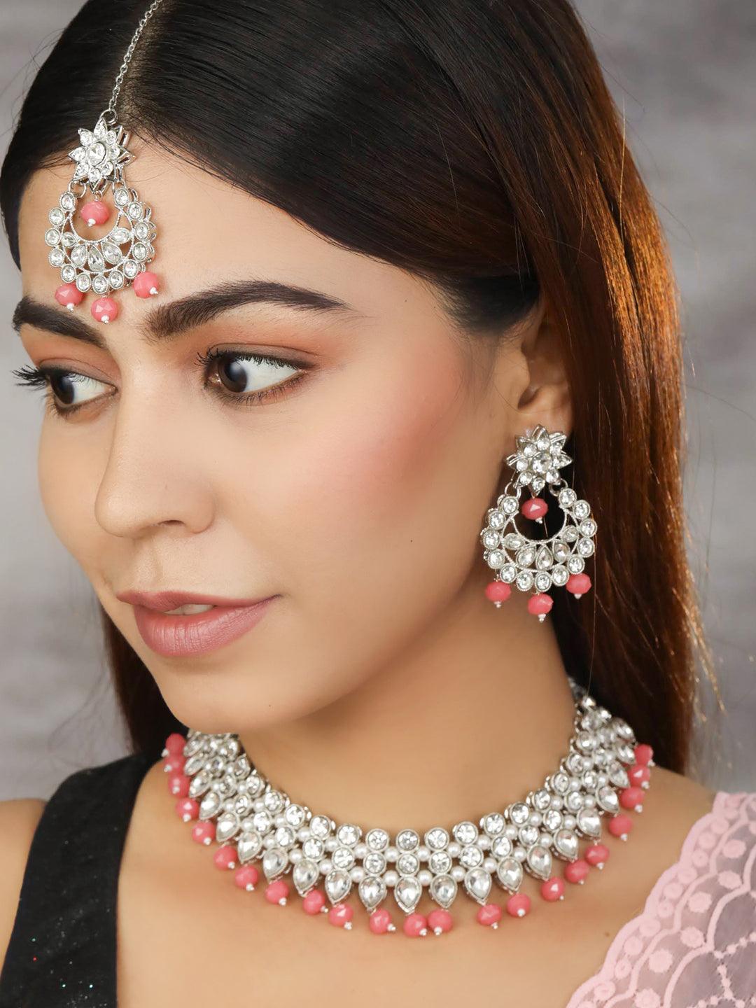 Women's Orange Silver-Plated Jewellery Sets - Priyaasi - Indiakreations