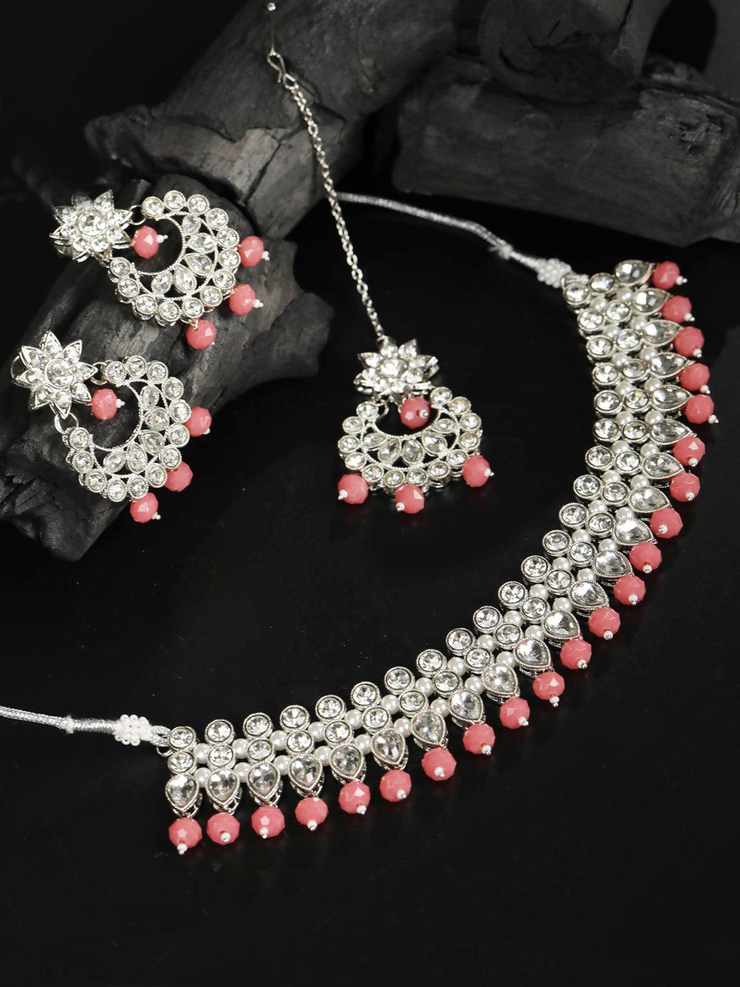 Women's Orange Silver-Plated Jewellery Sets - Priyaasi - Indiakreations