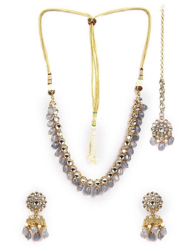 Women's Kundan Gold Plated Jewellery Set with MaangTikka - Priyaasi - Indiakreations