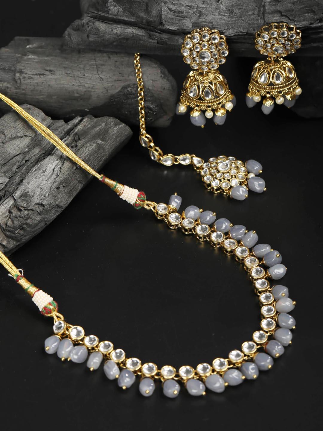 Women's Kundan Gold Plated Jewellery Set with MaangTikka - Priyaasi - Indiakreations