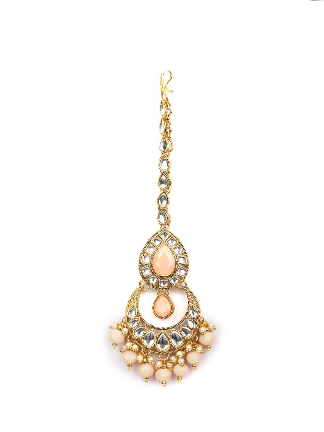 Women's Pink Gold Plated Jewellery Set - Priyaasi - Indiakreations