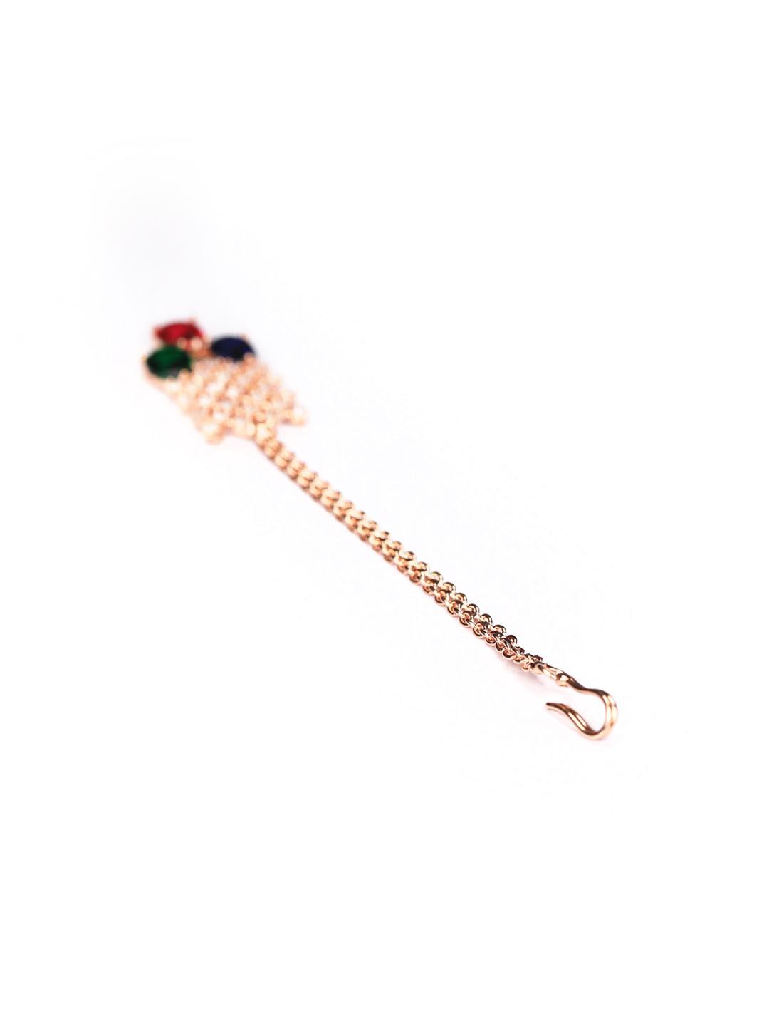 Women's Multi Color Rose Gold Plated Choker Set with MaangTikka - Priyaasi - Indiakreations