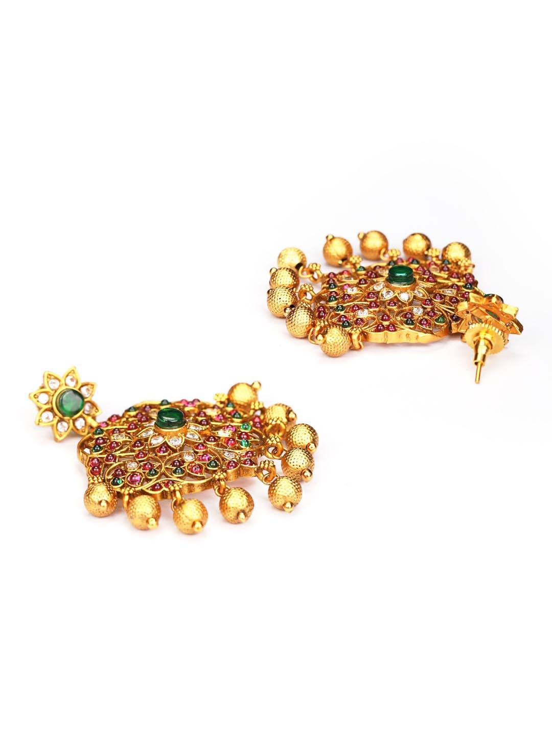 Women's Multi-Color Kemp Stones American Diamond Gold Plated Jewellery Set - Priyaasi - Indiakreations