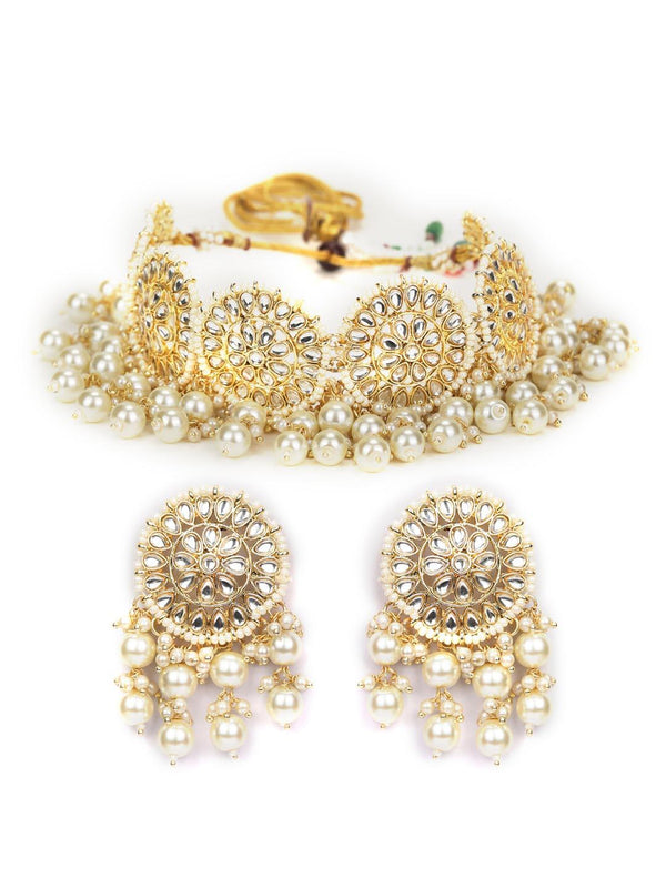 Women's Stones Kundan Gold Plated Choker Set - Priyaasi - Indiakreations