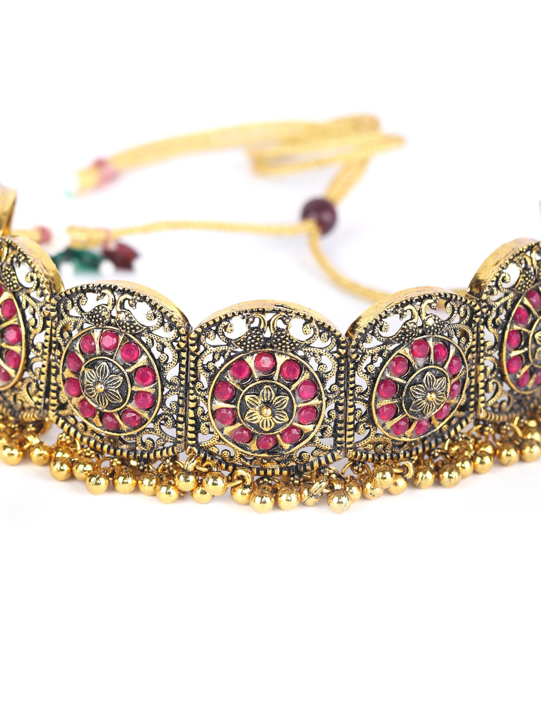 Women's Ruby Stones Studded Gold Plated Choker Set - Priyaasi - Indiakreations