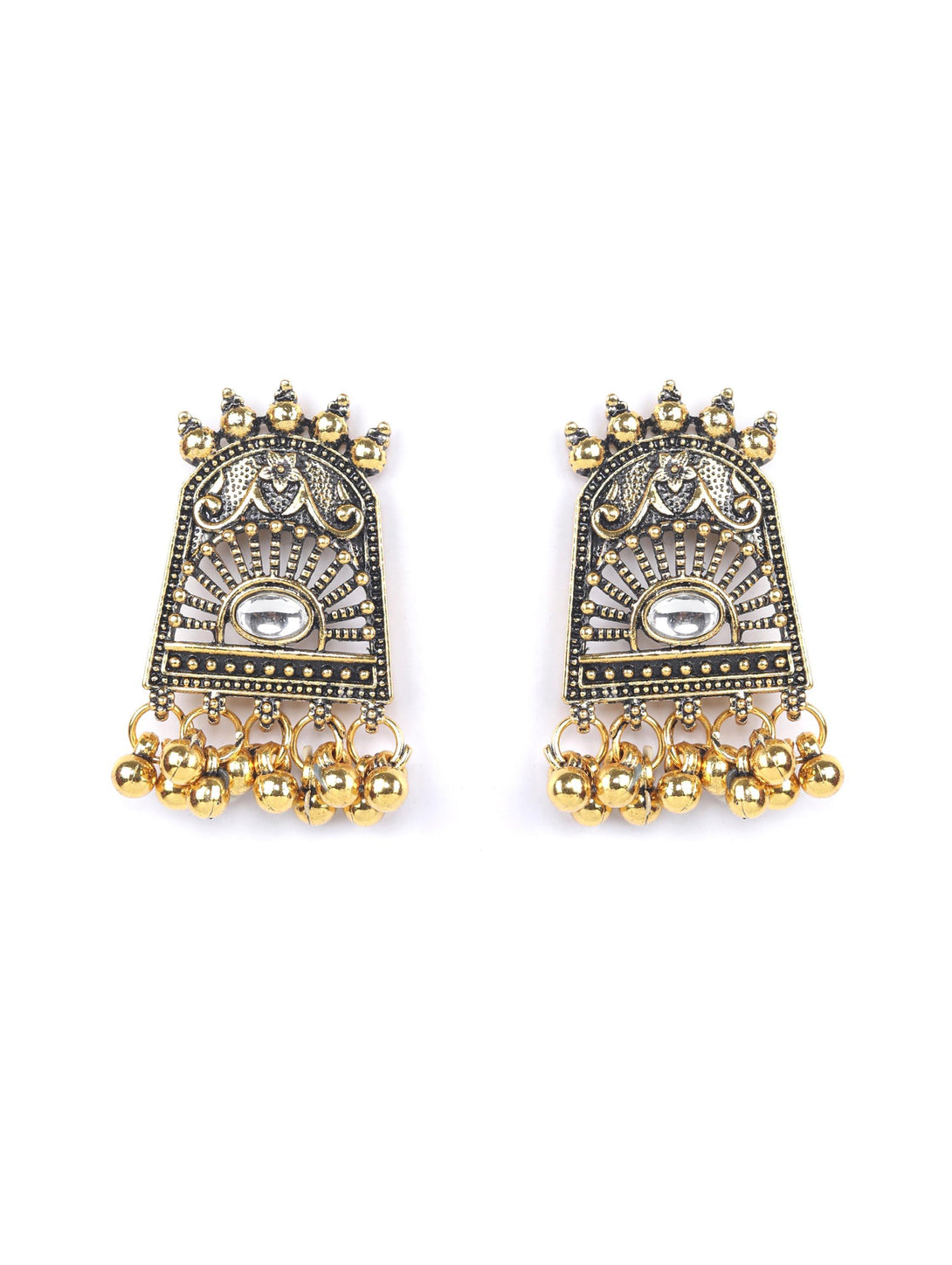 Women's Golden Gaze - Kundan Gold Plated Oxidised Jewellery Set - Priyaasi - Indiakreations