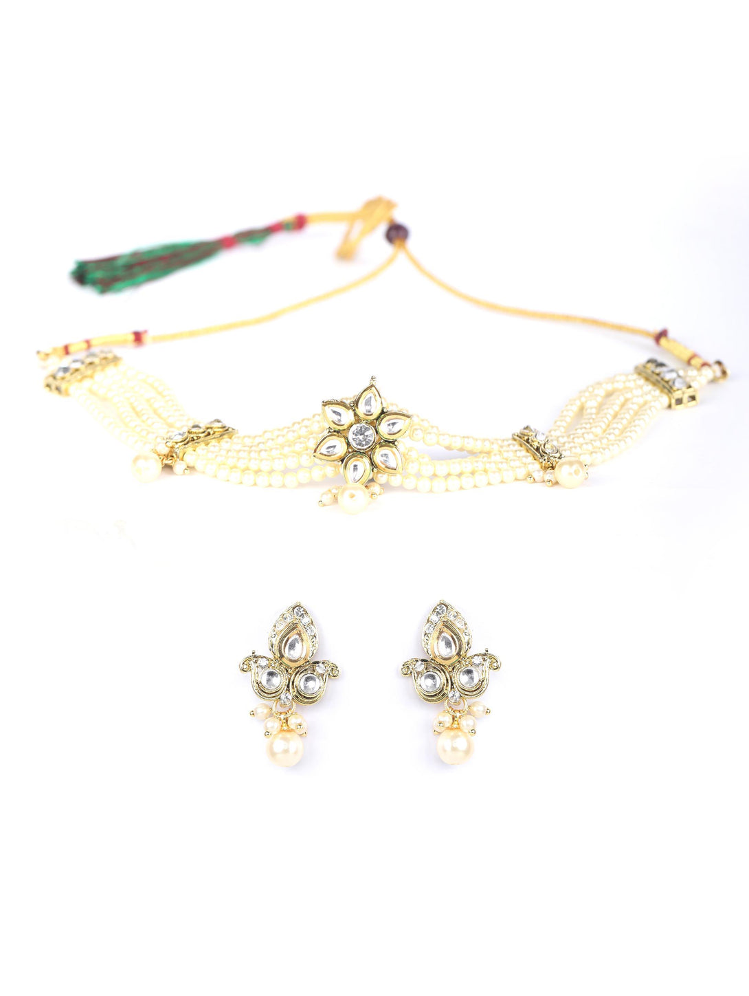 Women's Green Kundan Gold Plated Choker Set - Priyaasi - Indiakreations