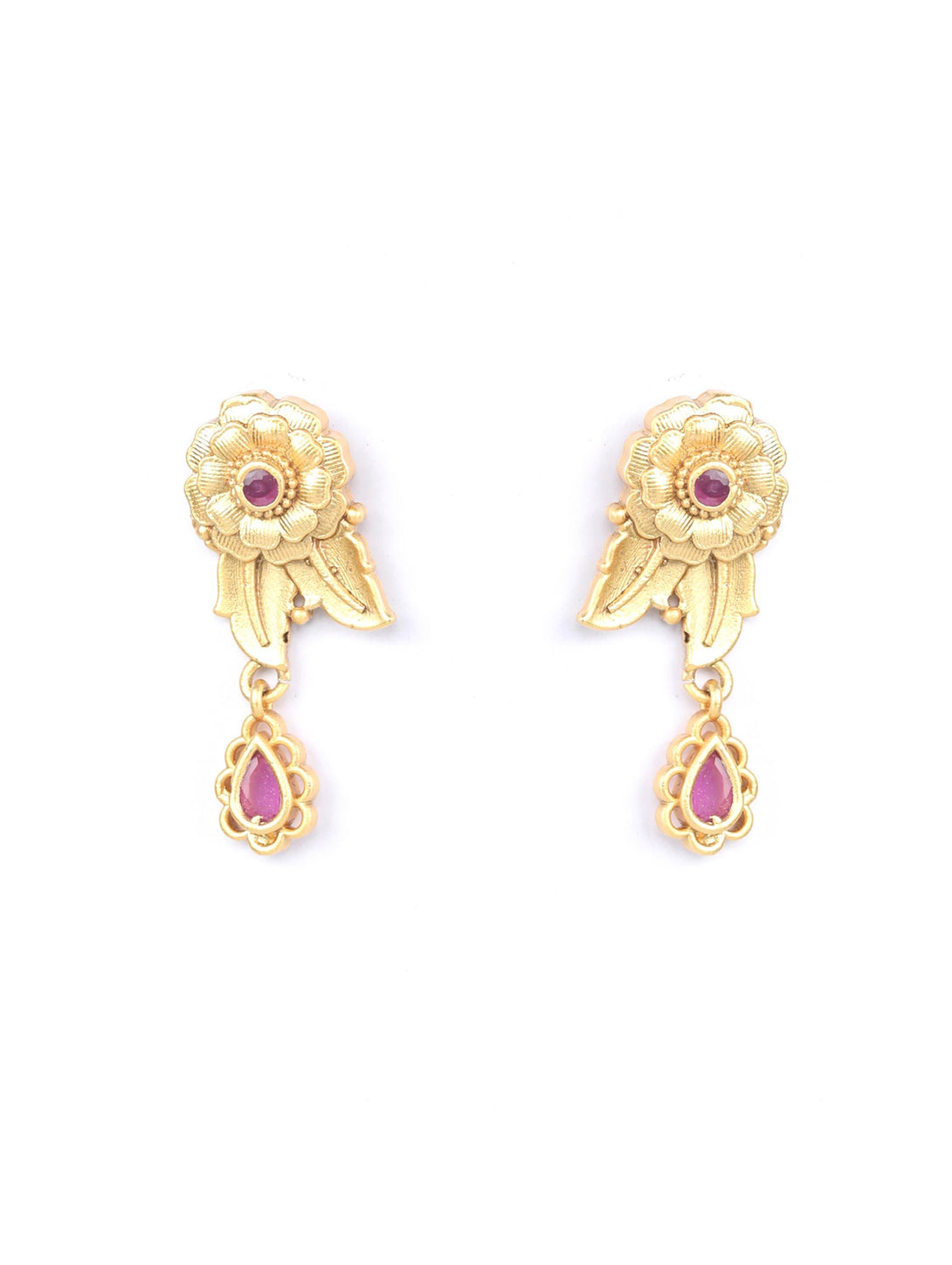 Women's Maroon Ruby Kundan Gold Plated Jewellery Set - Priyaasi - Indiakreations