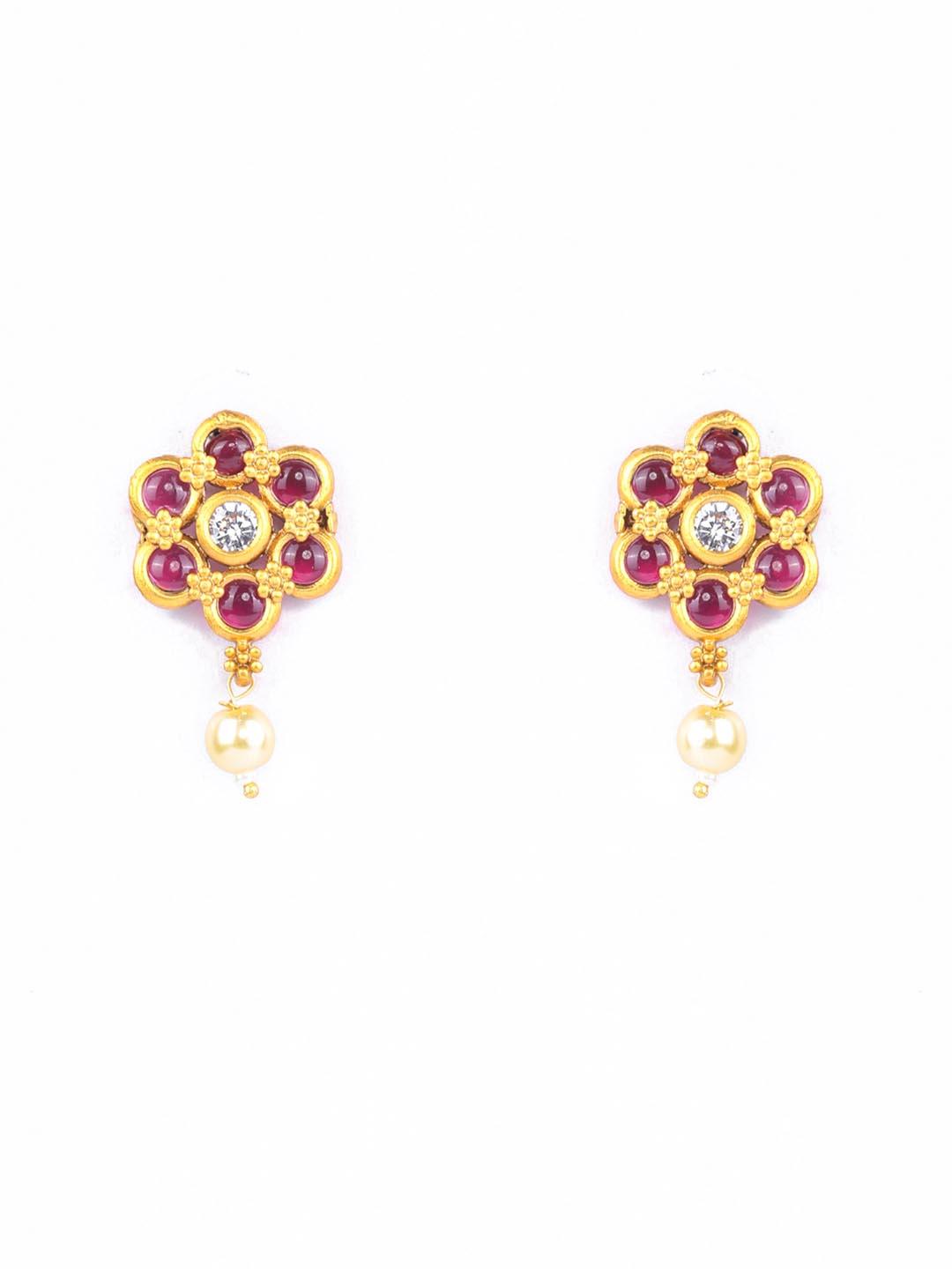 Women's Ruby Gold Plated Jewellery Set - Priyaasi - Indiakreations