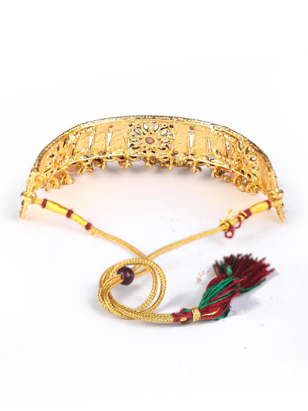 Women's Pink Kundan Gold Plated Choker Set with MaangTikka - Priyaasi - Indiakreations