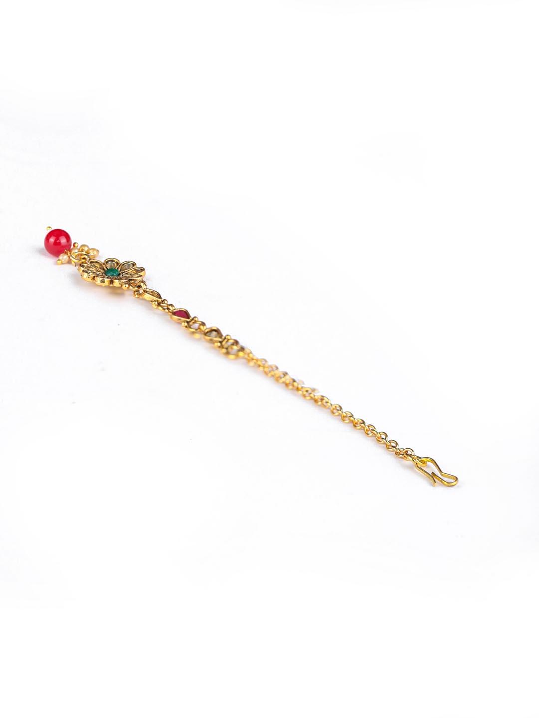 Women's Multi-Color Kundan Gold Plated Choker Set with MaangTikka - Priyaasi - Indiakreations