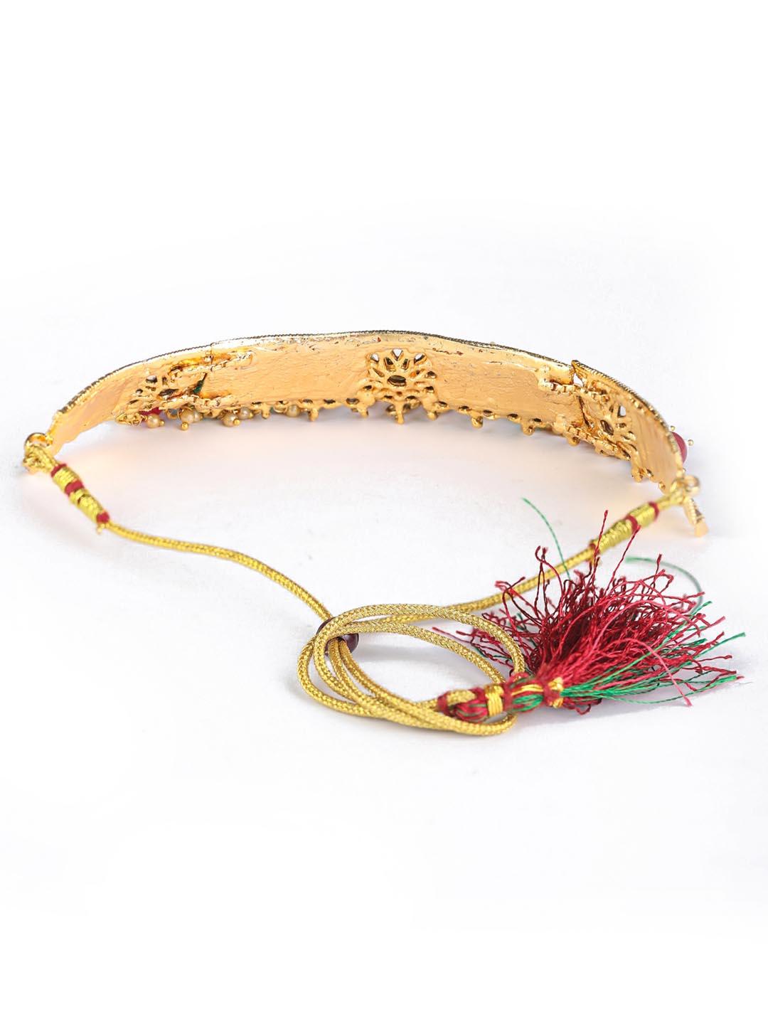 Women's Multi-Color Kundan Gold Plated Choker Set with MaangTikka - Priyaasi - Indiakreations