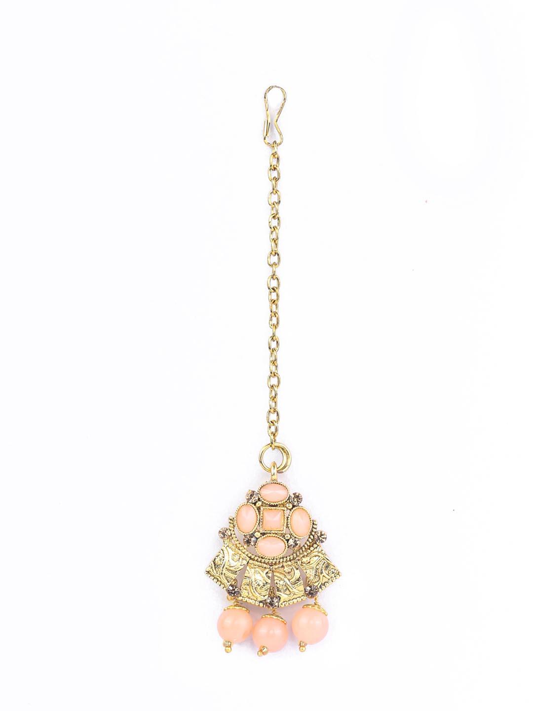 Women's Pink Kundan Gold Plated Choker Set with MaangTikka - Priyaasi - Indiakreations