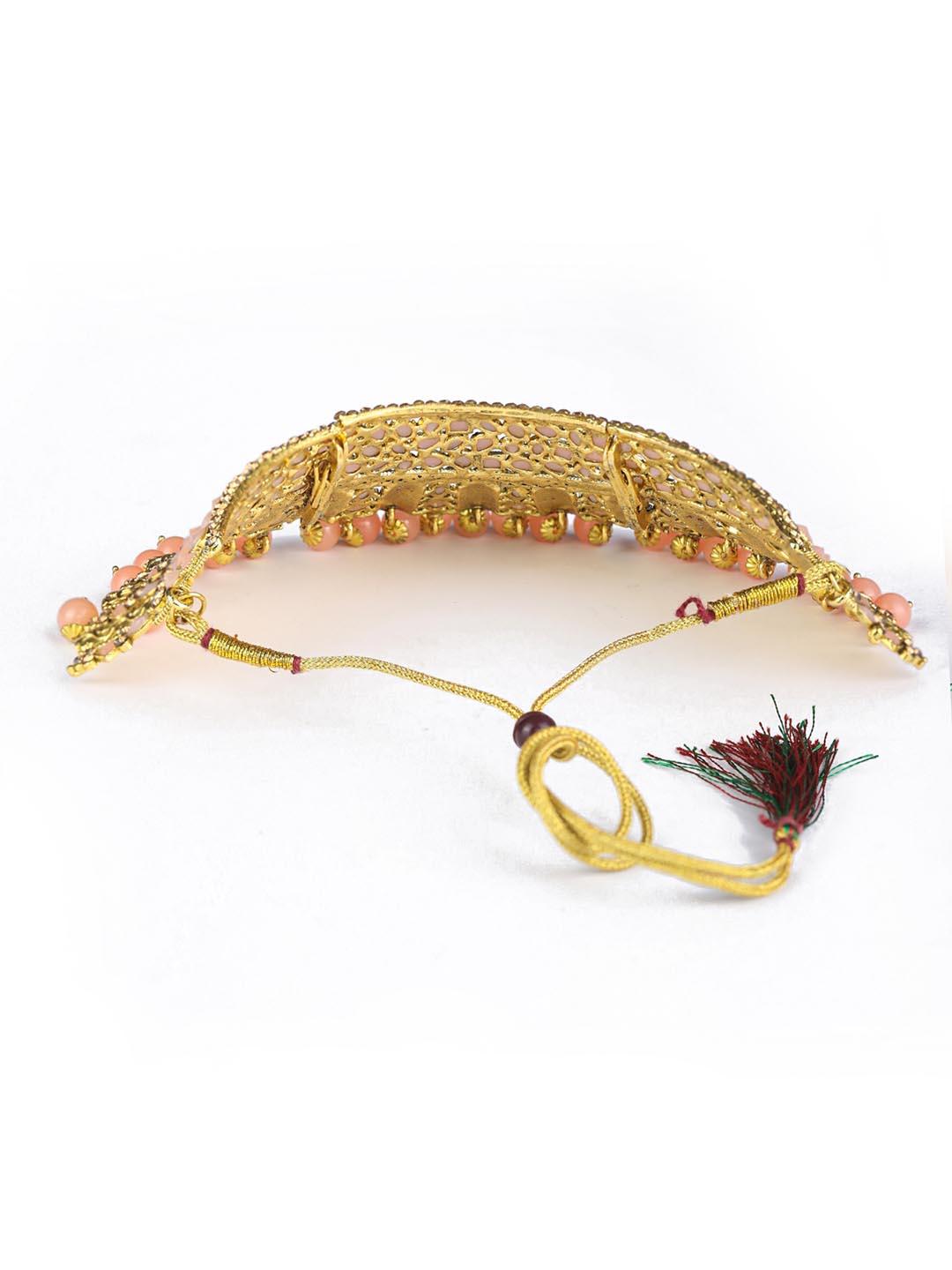 Women's Pink Kundan Gold Plated Choker Set with MaangTikka - Priyaasi - Indiakreations