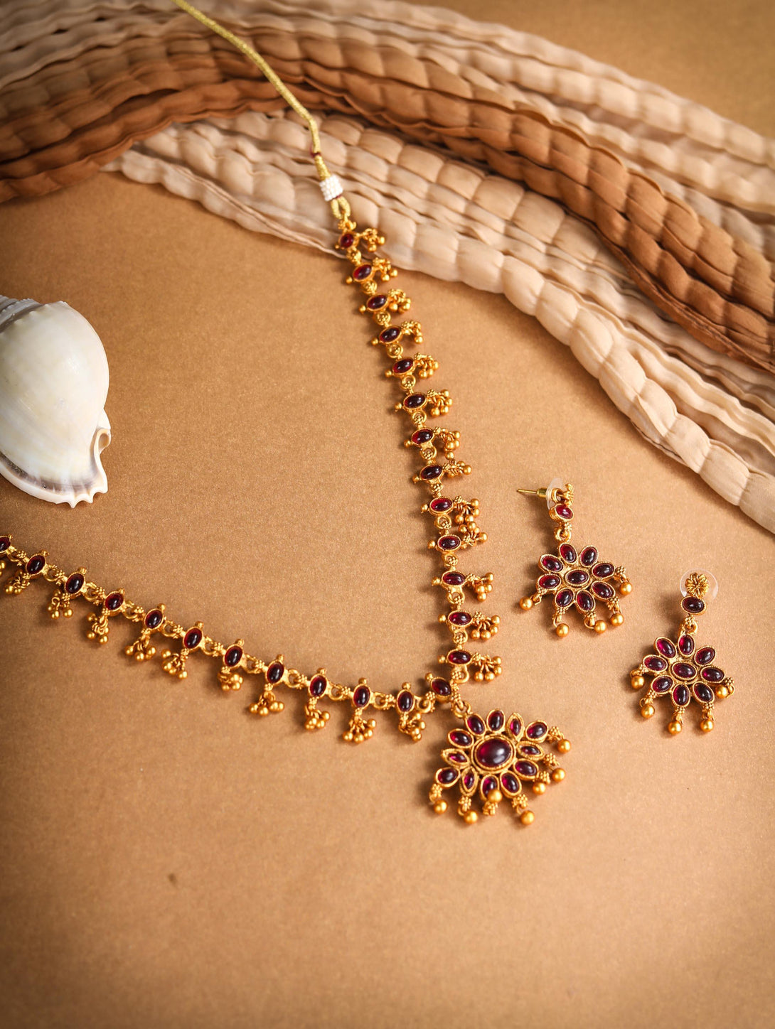 Women's Kundan Ruby Gold Plated Jewellery Set - Priyaasi - Indiakreations