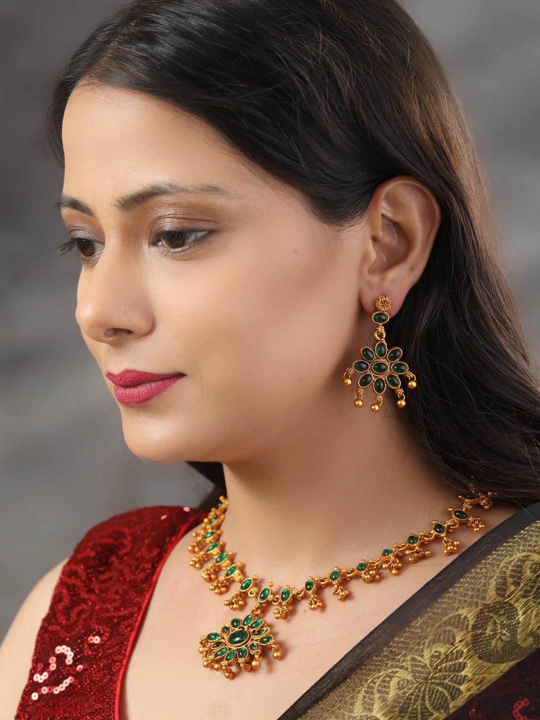 Women's Kundan Ruby Gold Plated Jewellery Set - Priyaasi - Indiakreations