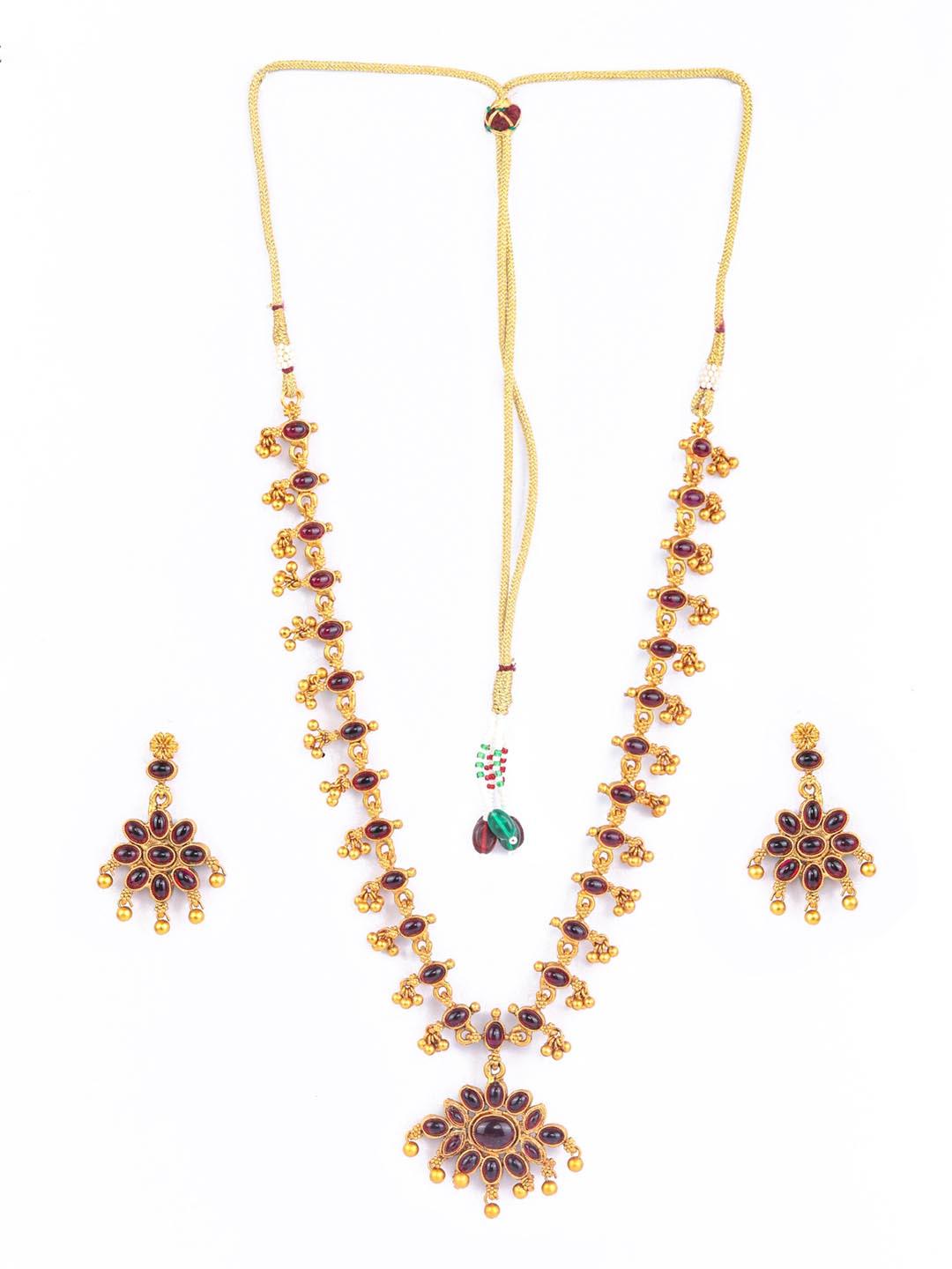 Women's Kundan Ruby Gold Plated Jewellery Set - Priyaasi - Indiakreations