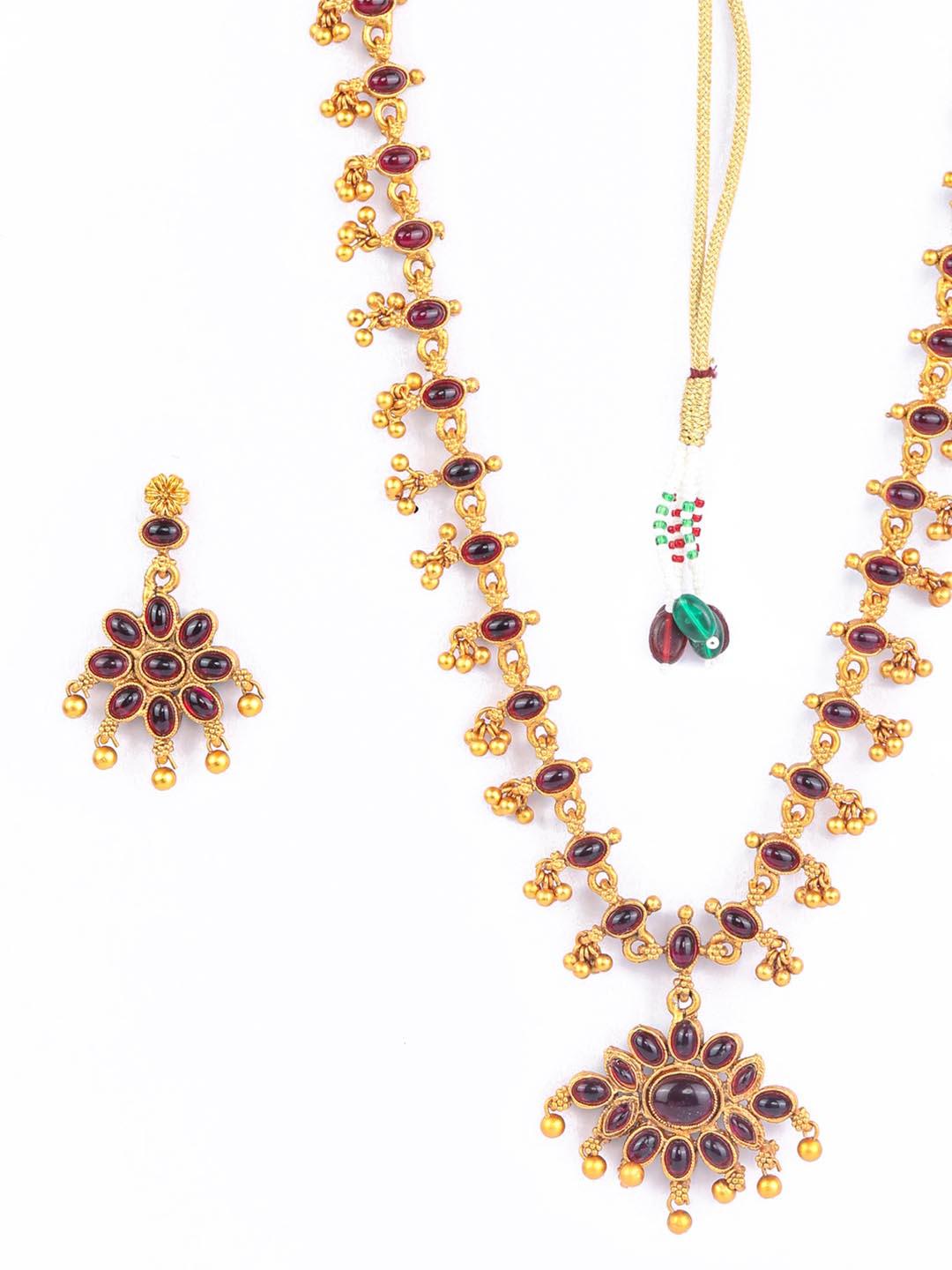 Women's Kundan Ruby Gold Plated Jewellery Set - Priyaasi - Indiakreations