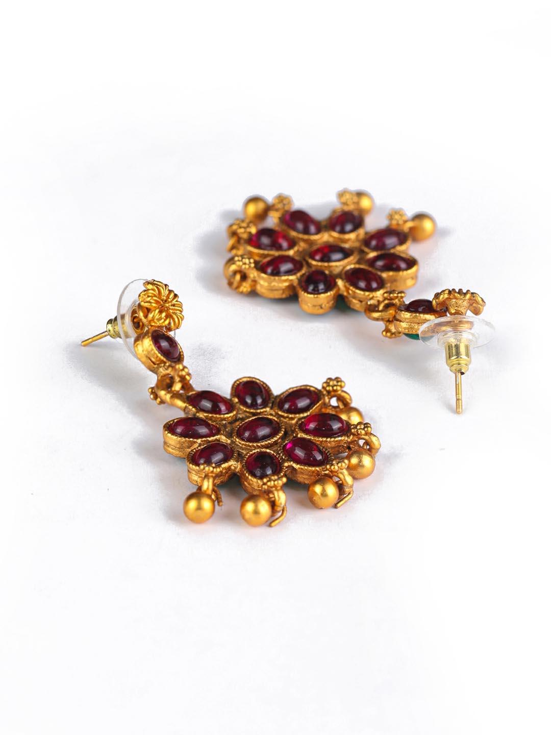 Women's Kundan Ruby Gold Plated Jewellery Set - Priyaasi - Indiakreations