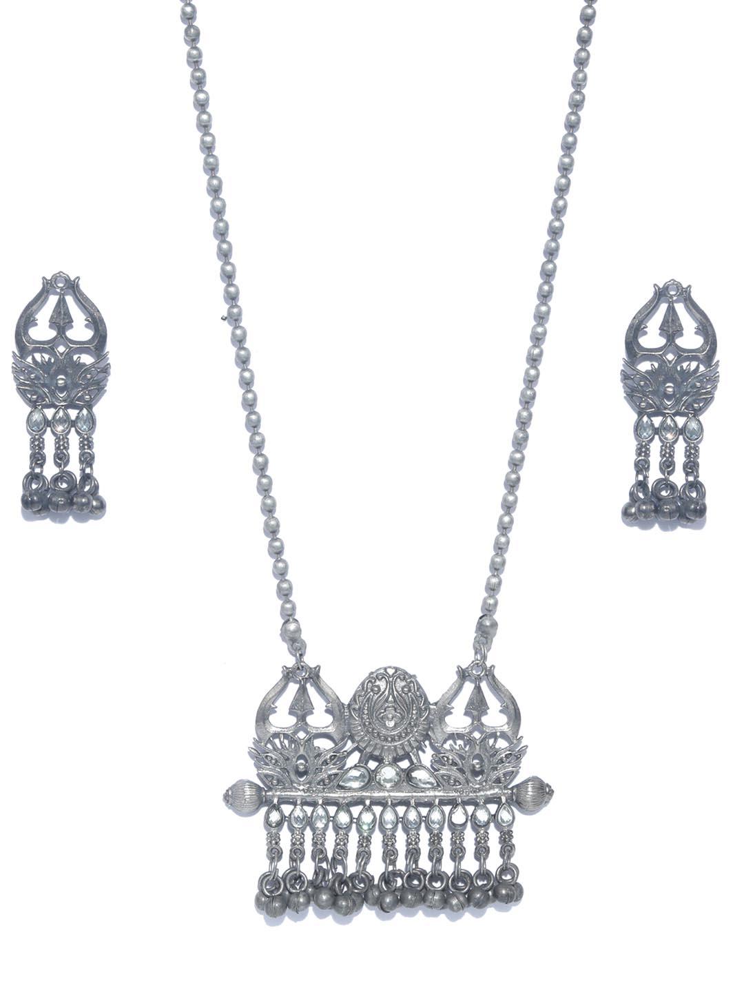 Women's Ghungroo German Silver Plated Jewellery Set - Priyaasi - Indiakreations