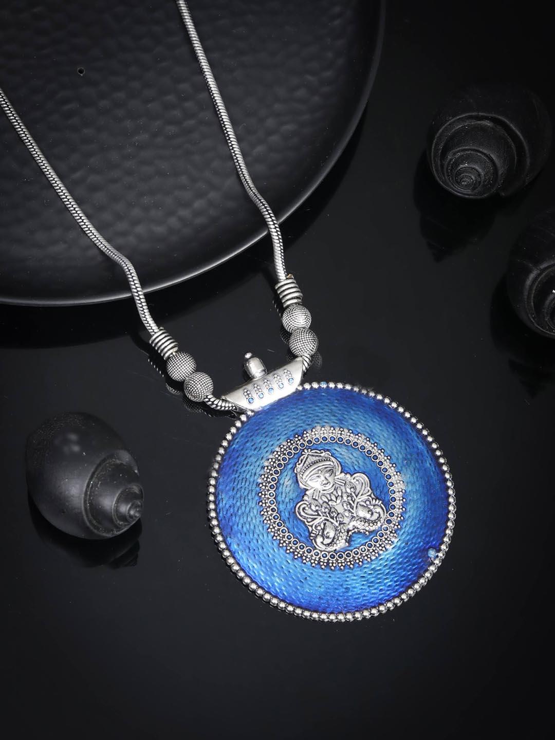 Women's Blue German Silver Plated Necklace - Priyaasi - Indiakreations