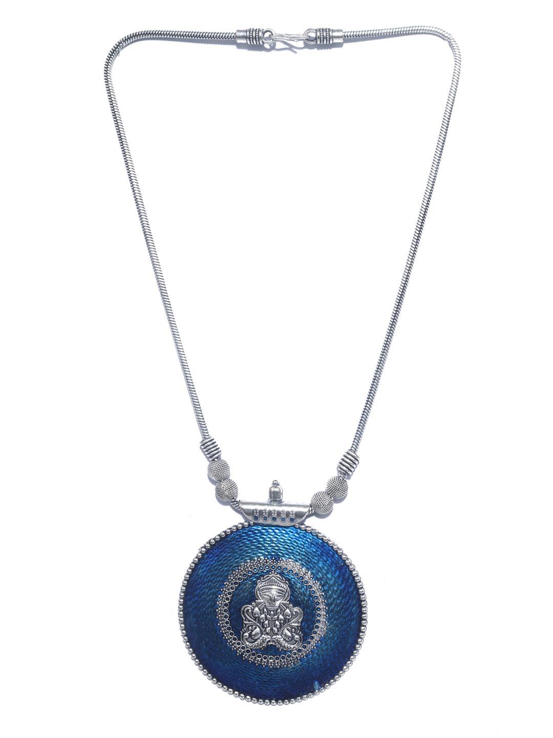 Women's Blue German Silver Plated Necklace - Priyaasi - Indiakreations