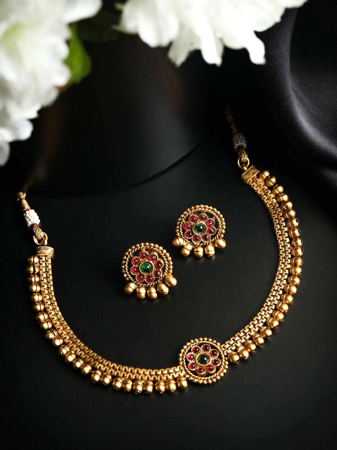 Women's Ruby Gold Plated Jewellery Set - Priyaasi - Indiakreations