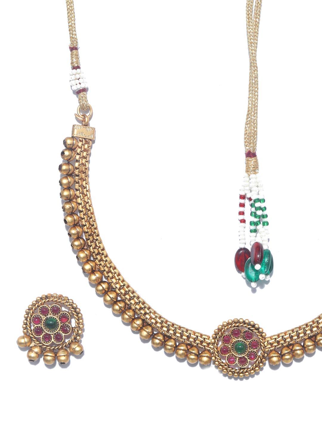 Women's Ruby Gold Plated Jewellery Set - Priyaasi - Indiakreations