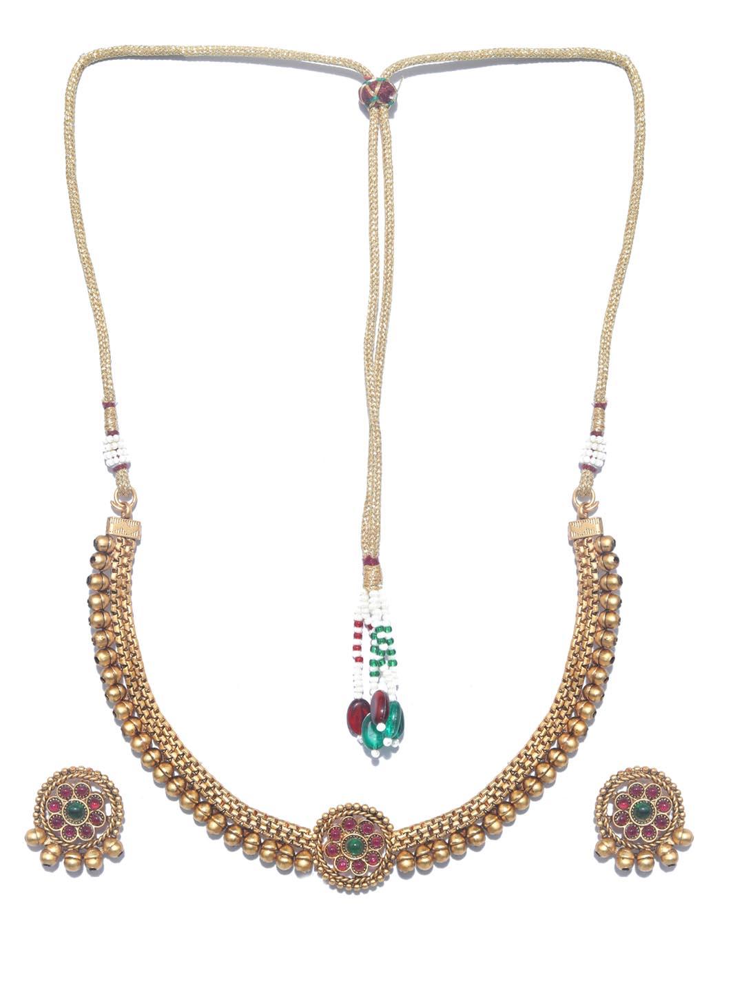 Women's Ruby Gold Plated Jewellery Set - Priyaasi - Indiakreations