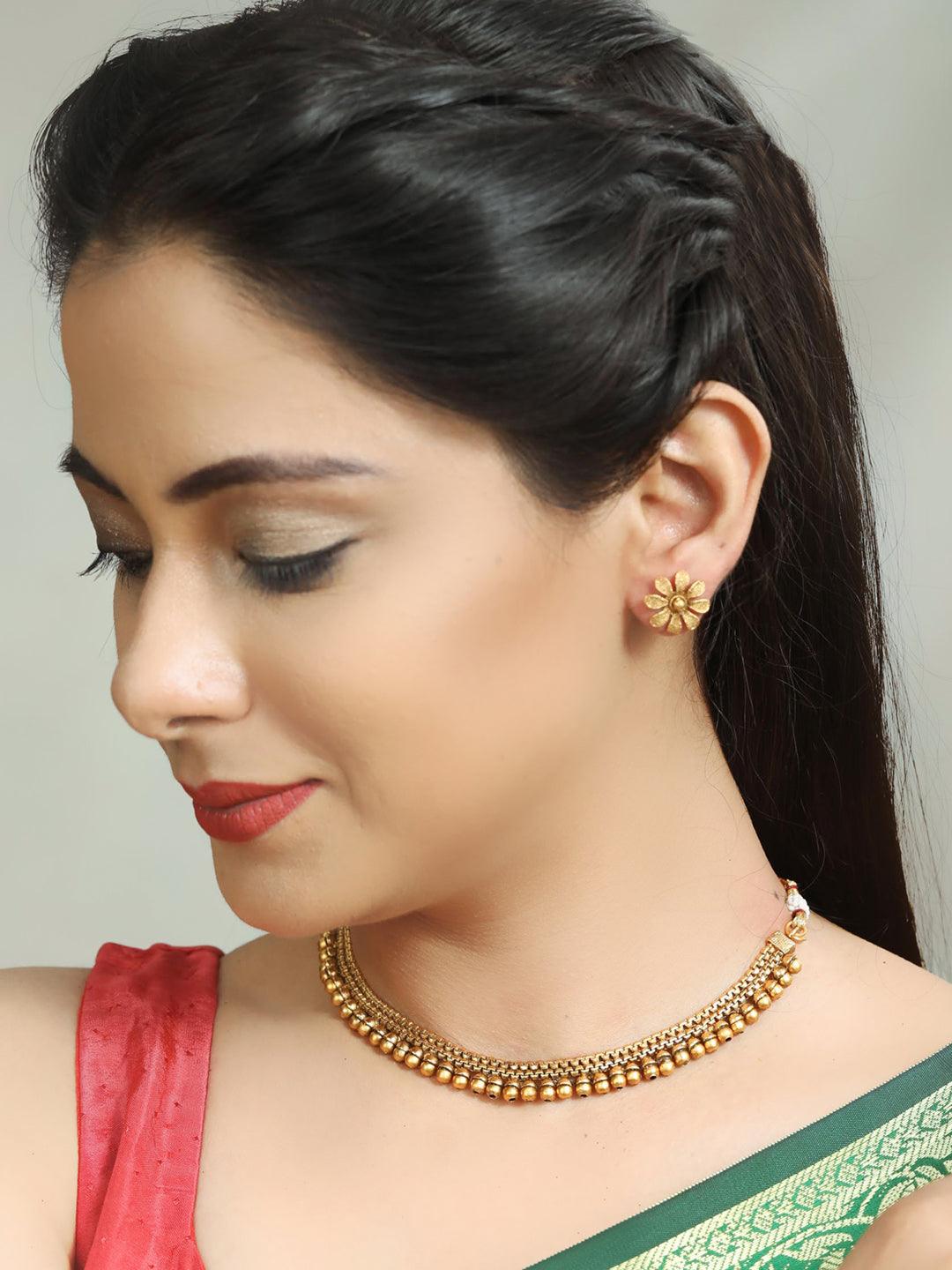 Women's Emerald Gold Plated Jewellery Set - Priyaasi - Indiakreations