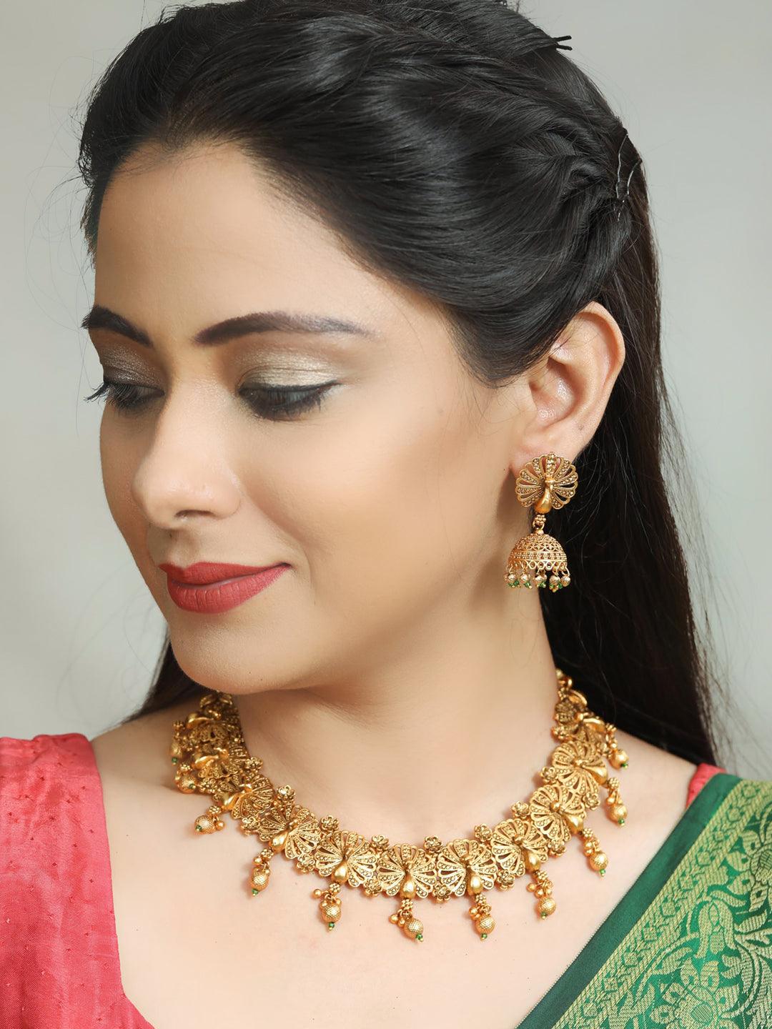 Women's Emerald Gold Plated Jewellery Set - Priyaasi - Indiakreations