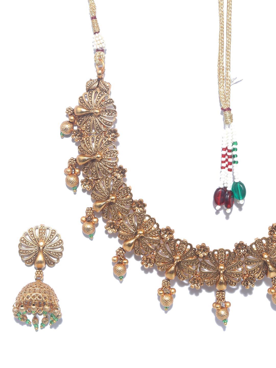 Women's Emerald Gold Plated Jewellery Set - Priyaasi - Indiakreations