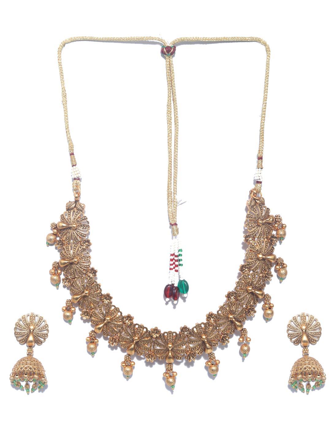 Women's Emerald Gold Plated Jewellery Set - Priyaasi - Indiakreations