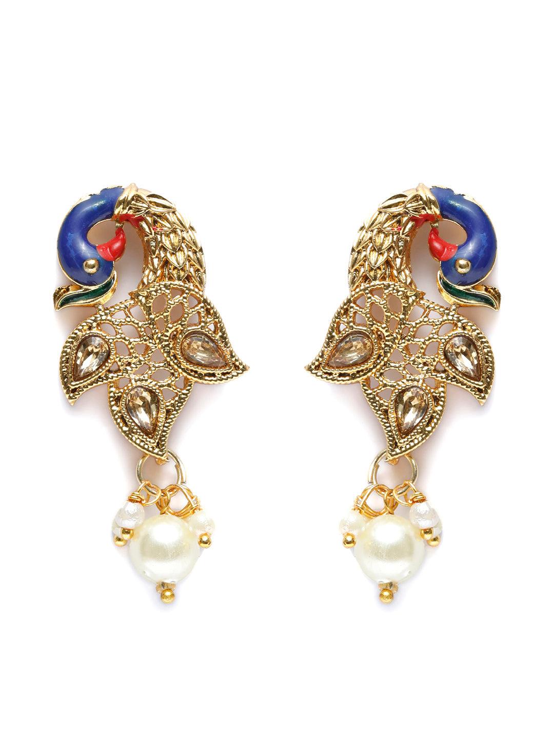 Women's Gold Plated Peacock Jewellery Set - Priyaasi - Indiakreations
