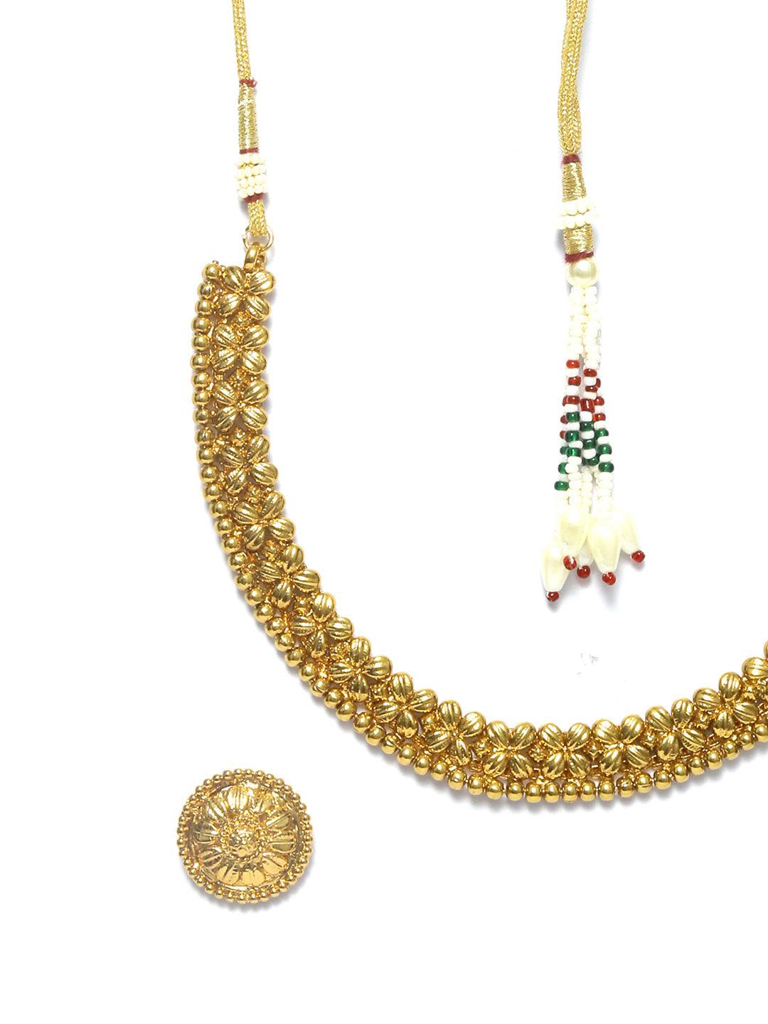 Women's Ethnic Gold Plated Floral Jewellery Set - Priyaasi - Indiakreations