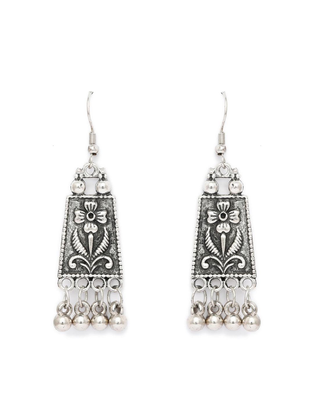 Women's Tribal Oxidised Silver Floral Jewellery Set- Priyaasi - Indiakreations